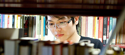 Accounting Student in the library